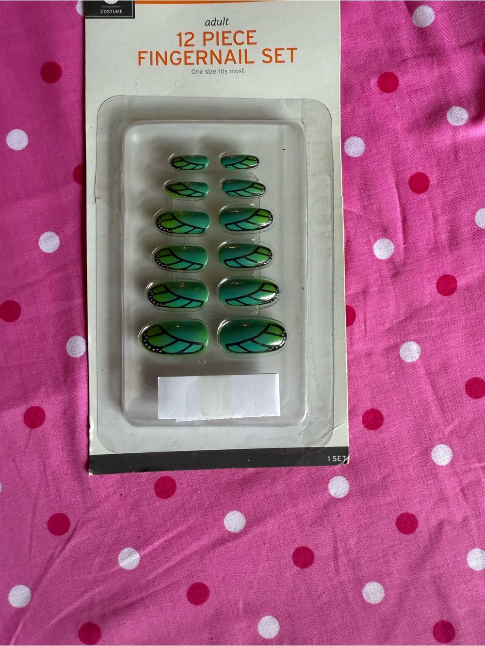 Halloween Adult Fingernail Set Butterfly Green New